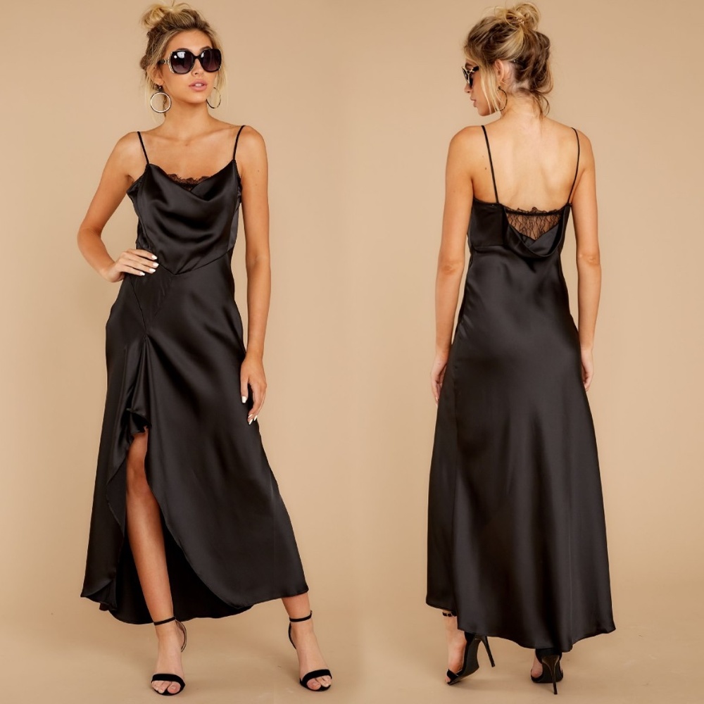 RED DRESS BOUTIQUE | See You Tonight Black Midi Slip Dress